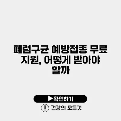 폐렴구균 예방접종 무료 지원, 어떻게 받아야 할까?