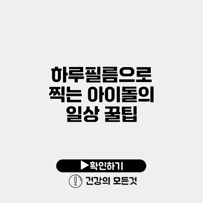 하루필름으로 찍는 아이돌의 일상 꿀팁