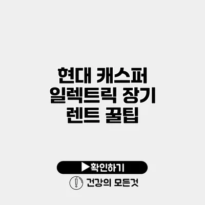 현대 캐스퍼 일렉트릭 장기 렌트 꿀팁